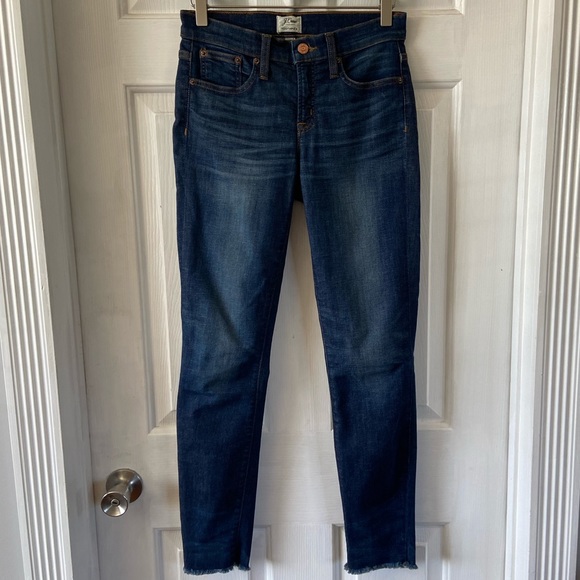 J. Crew Toothpick Skinny Jeans Blue Raw Hem Size 25